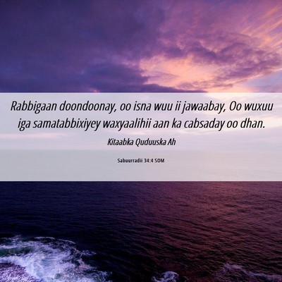 Picture 06 - Sabuurradii 34:4 SOM - Rabbigaan doondoonay, oo isna wuu ii jawaabay, Oo - Bible Verse Picture