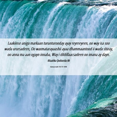 Picture 06 - Sabuurradii 35:15 SOM - Laakiinse anigu markaan turunturooday ayay - Bible Verse Picture