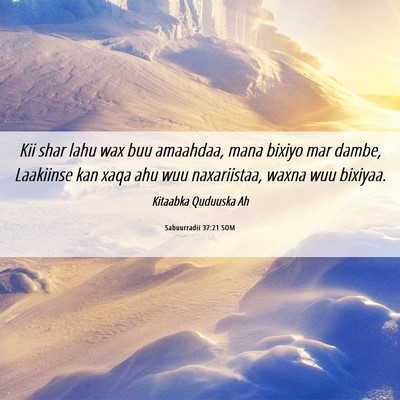 Picture 06 - Sabuurradii 37:21 SOM - Kii shar lahu wax buu amaahdaa, mana bixiyo mar - Bible Verse Picture