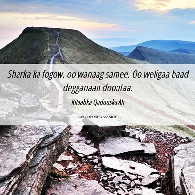 Picture 06 - Sabuurradii 37:27 SOM - Sharka ka fogow, oo wanaag samee, Oo weligaa baad - Bible Verse Picture