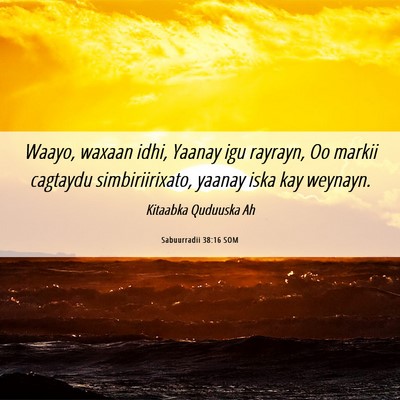 Picture 06 - Sabuurradii 38:16 SOM - Waayo, waxaan idhi, Yaanay igu rayrayn, Oo markii - Bible Verse Picture