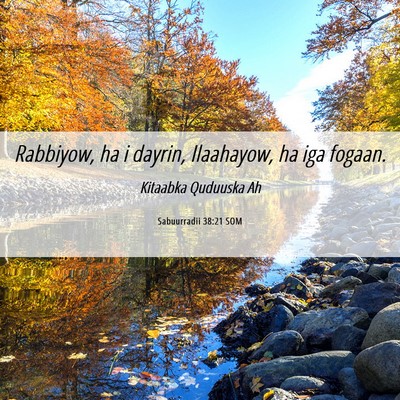 Picture 06 - Sabuurradii 38:21 SOM - Rabbiyow, ha i dayrin, Ilaahayow, ha iga - Bible Verse Picture