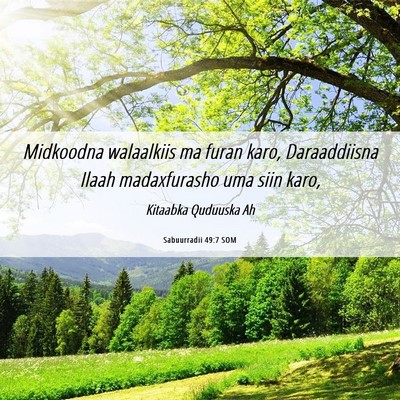 Picture 06 - Sabuurradii 49:7 SOM - Midkoodna walaalkiis ma furan karo, Daraaddiisna - Bible Verse Picture