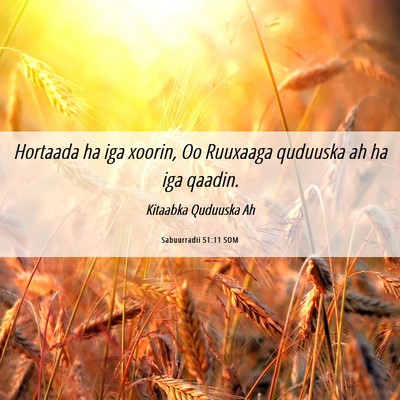 Picture 06 - Sabuurradii 51:11 SOM - Hortaada ha iga xoorin, Oo Ruuxaaga quduuska ah - Bible Verse Picture