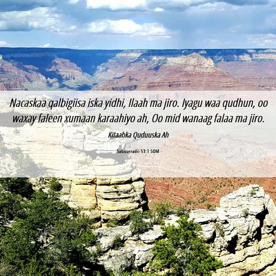 Picture 06 - Sabuurradii 53:1 SOM - Nacaskaa qalbigiisa iska yidhi, Ilaah ma jiro. - Bible Verse Picture