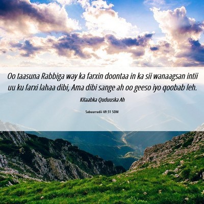 Picture 06 - Sabuurradii 69:31 SOM - Oo taasuna Rabbiga way ka farxin doontaa in ka - Bible Verse Picture