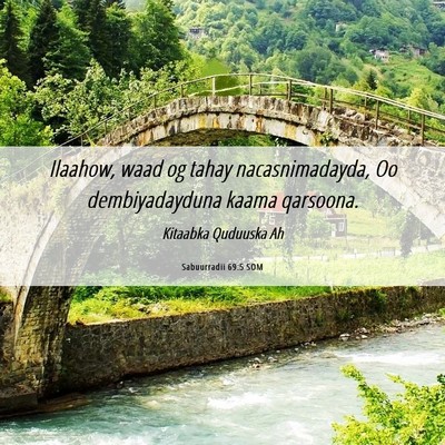 Picture 06 - Sabuurradii 69:5 SOM - Ilaahow, waad og tahay nacasnimadayda, Oo - Bible Verse Picture