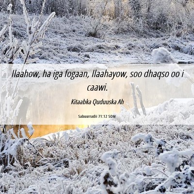 Picture 06 - Sabuurradii 71:12 SOM - Ilaahow, ha iga fogaan, Ilaahayow, soo dhaqso oo - Bible Verse Picture