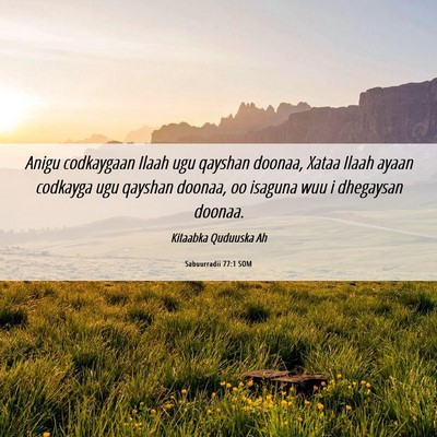 Picture 06 - Sabuurradii 77:1 SOM - Anigu codkaygaan Ilaah ugu qayshan doonaa, Xataa - Bible Verse Picture