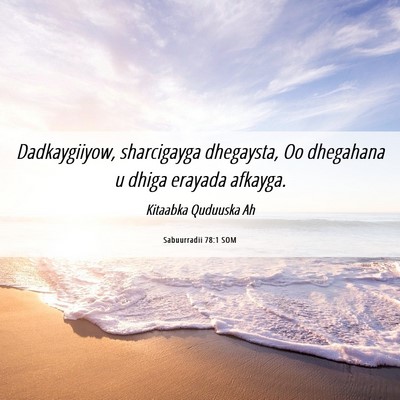 Picture 06 - Sabuurradii 78:1 SOM - Dadkaygiiyow, sharcigayga dhegaysta, Oo dhegahana - Bible Verse Picture