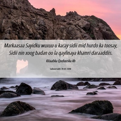 Picture 06 - Sabuurradii 78:65 SOM - Markaasaa Sayidku wuxuu u kacay sidii mid hurdo - Bible Verse Picture