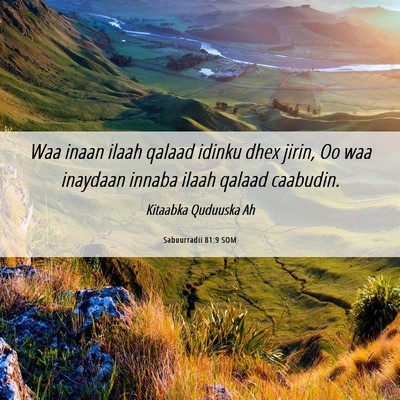 Picture 06 - Sabuurradii 81:9 SOM - Waa inaan ilaah qalaad idinku dhex jirin, Oo waa - Bible Verse Picture
