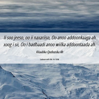 Picture 06 - Sabuurradii 86:16 SOM - Ii soo jeeso, oo ii naxariiso, Oo anoo - Bible Verse Picture