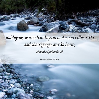Picture 06 - Sabuurradii 94:12 SOM - Rabbiyow, waxaa barakaysan ninkii aad edbiso, Oo - Bible Verse Picture