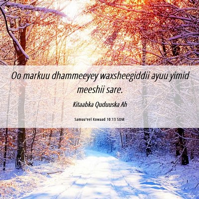Picture 06 - Samuu'eel Kowaad 10:13 SOM - Oo markuu dhammeeyey waxsheegiddii ayuu yimid - Bible Verse Picture