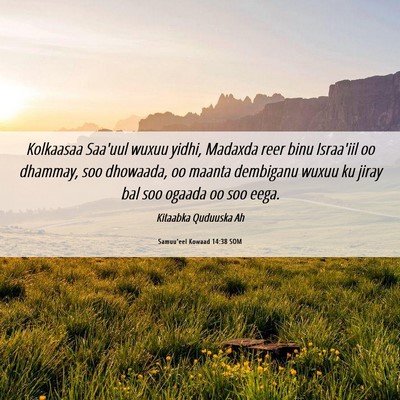 Picture 06 - Samuu'eel Kowaad 14:38 SOM - Kolkaasaa Saa'uul wuxuu yidhi, Madaxda reer binu - Bible Verse Picture