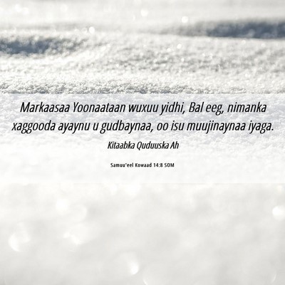 Picture 06 - Samuu'eel Kowaad 14:8 SOM - Markaasaa Yoonaataan wuxuu yidhi, Bal eeg, - Bible Verse Picture