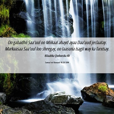 Picture 06 - Samuu'eel Kowaad 18:20 SOM - Oo gabadhii Saa'uul oo Miikaal ahayd ayaa Daa'uud - Bible Verse Picture