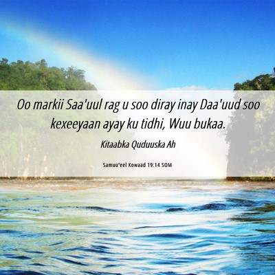Picture 06 - Samuu'eel Kowaad 19:14 SOM - Oo markii Saa'uul rag u soo diray inay Daa'uud - Bible Verse Picture