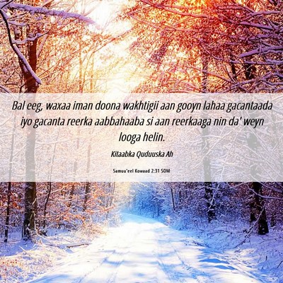 Picture 06 - Samuu'eel Kowaad 2:31 SOM - Bal eeg, waxaa iman doona wakhtigii aan gooyn - Bible Verse Picture