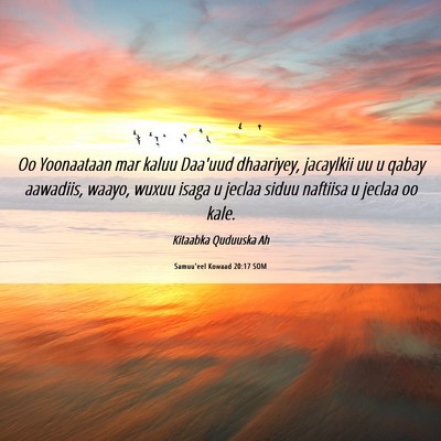 Picture 06 - Samuu'eel Kowaad 20:17 SOM - Oo Yoonaataan mar kaluu Daa'uud dhaariyey, - Bible Verse Picture