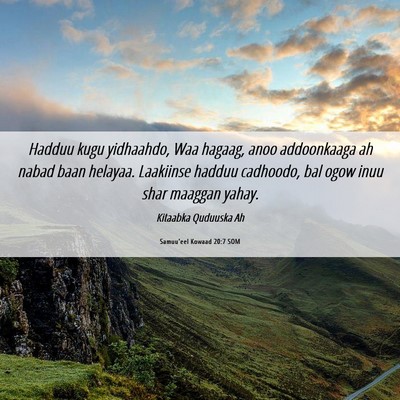 Picture 06 - Samuu'eel Kowaad 20:7 SOM - Hadduu kugu yidhaahdo, Waa hagaag, anoo - Bible Verse Picture