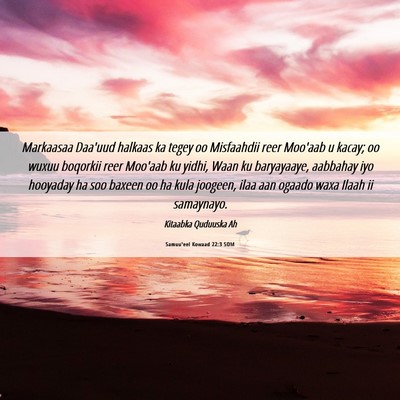 Picture 06 - Samuu'eel Kowaad 22:3 SOM - Markaasaa Daa'uud halkaas ka tegey oo Misfaahdii - Bible Verse Picture