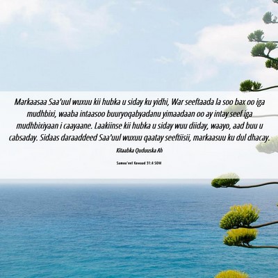 Picture 06 - Samuu'eel Kowaad 31:4 SOM - Markaasaa Saa'uul wuxuu kii hubka u siday ku - Bible Verse Picture