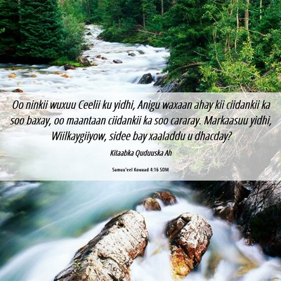 Picture 06 - Samuu'eel Kowaad 4:16 SOM - Oo ninkii wuxuu Ceelii ku yidhi, Anigu waxaan - Bible Verse Picture