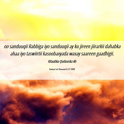 Picture 06 - Samuu'eel Kowaad 6:11 SOM - oo sanduuqii Rabbiga iyo sanduuqii ay ku jireen - Bible Verse Picture