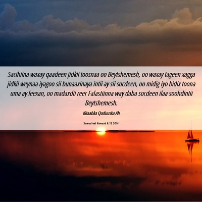 Picture 06 - Samuu'eel Kowaad 6:12 SOM - Sacihiina waxay qaadeen jidkii toosnaa oo - Bible Verse Picture