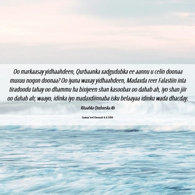 Picture 06 - Samuu'eel Kowaad 6:4 SOM - Oo markaasay yidhaahdeen, Qurbaanka xadgudubka ee - Bible Verse Picture