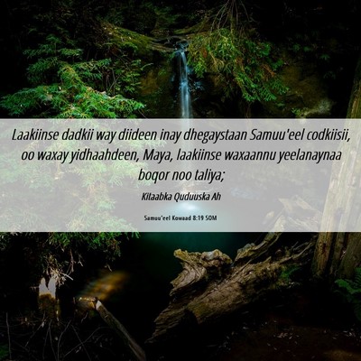 Picture 06 - Samuu'eel Kowaad 8:19 SOM - Laakiinse dadkii way diideen inay dhegaystaan - Bible Verse Picture
