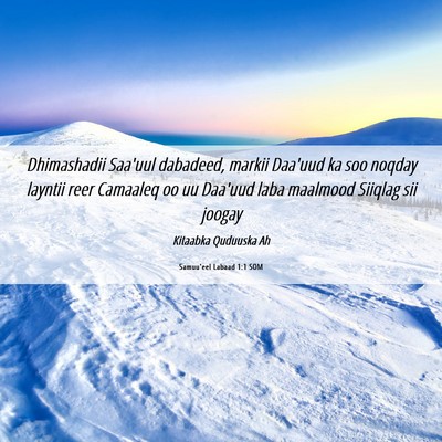 Picture 06 - Samuu'eel Labaad 1:1 SOM - Dhimashadii Saa'uul dabadeed, markii Daa'uud ka - Bible Verse Picture