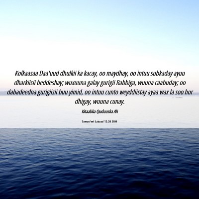 Picture 06 - Samuu'eel Labaad 12:20 SOM - Kolkaasaa Daa'uud dhulkii ka kacay, oo maydhay, - Bible Verse Picture
