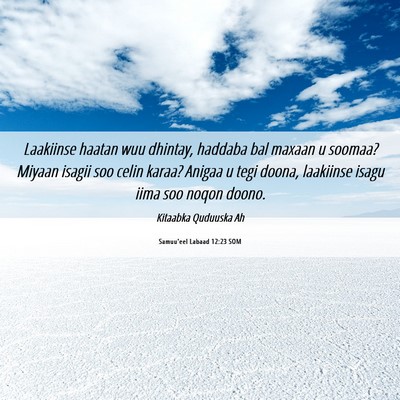 Picture 06 - Samuu'eel Labaad 12:23 SOM - Laakiinse haatan wuu dhintay, haddaba bal maxaan - Bible Verse Picture