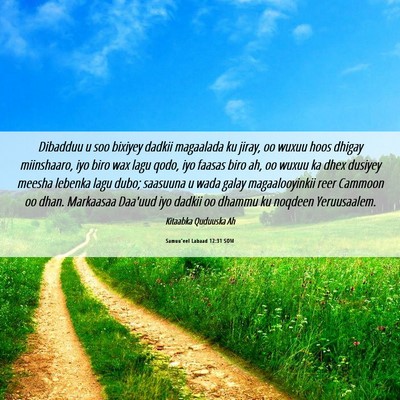 Picture 06 - Samuu'eel Labaad 12:31 SOM - Dibadduu u soo bixiyey dadkii magaalada ku jiray, - Bible Verse Picture
