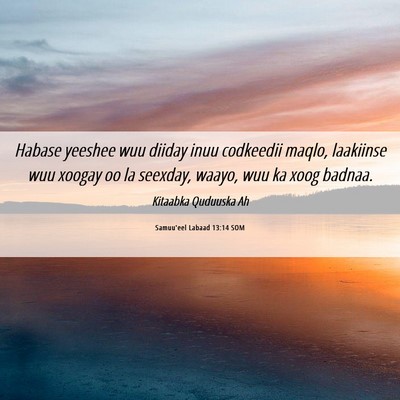 Picture 06 - Samuu'eel Labaad 13:14 SOM - Habase yeeshee wuu diiday inuu codkeedii maqlo, - Bible Verse Picture