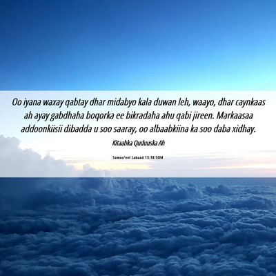 Picture 06 - Samuu'eel Labaad 13:18 SOM - Oo iyana waxay qabtay dhar midabyo kala duwan - Bible Verse Picture