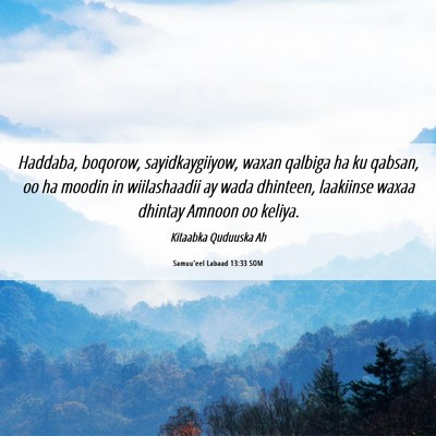 Picture 06 - Samuu'eel Labaad 13:33 SOM - Haddaba, boqorow, sayidkaygiiyow, waxan qalbiga - Bible Verse Picture