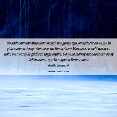 Picture 06 - Samuu'eel Labaad 17:20 SOM - Oo addoommadii Absaaloom naagtii bay gurigii ugu - Bible Verse Picture