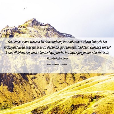 Picture 06 - Samuu'eel Labaad 19:13 SOM - Oo Camaasaana waxaad ku tidhaahdaan, War miyaadan - Bible Verse Picture