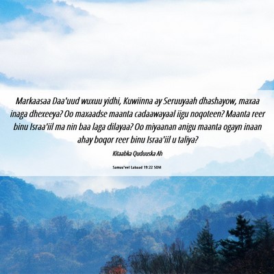 Picture 06 - Samuu'eel Labaad 19:22 SOM - Markaasaa Daa'uud wuxuu yidhi, Kuwiinna ay - Bible Verse Picture