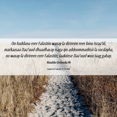 Picture 06 - Samuu'eel Labaad 21:15 SOM - Oo haddana reer Falastiin waxay la dirireen reer - Bible Verse Picture