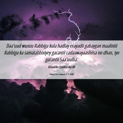 Picture 06 - Samuu'eel Labaad 22:1 SOM - Daa'uud wuxuu Rabbiga kula hadlay erayadii - Bible Verse Picture