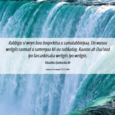 Picture 06 - Samuu'eel Labaad 22:51 SOM - Rabbigu si weyn buu boqorkiisa u samatabbixiyaa, - Bible Verse Picture