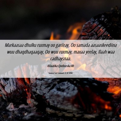 Picture 06 - Samuu'eel Labaad 22:8 SOM - Markaasaa dhulku ruxmay oo gariiray, Oo samada - Bible Verse Picture