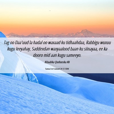 Picture 06 - Samuu'eel Labaad 24:12 SOM - Tag oo Daa'uud la hadal oo waxaad ku tidhaahdaa, - Bible Verse Picture