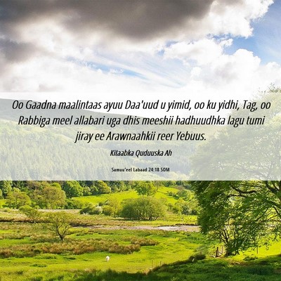 Picture 06 - Samuu'eel Labaad 24:18 SOM - Oo Gaadna maalintaas ayuu Daa'uud u yimid, oo ku - Bible Verse Picture