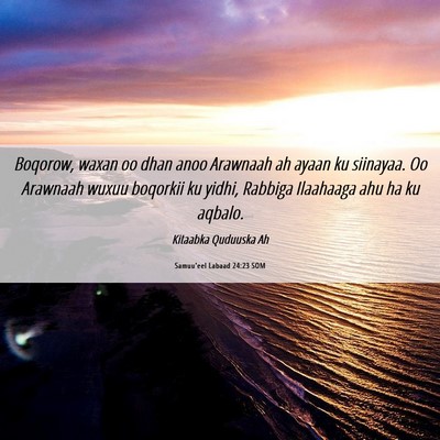 Picture 06 - Samuu'eel Labaad 24:23 SOM - Boqorow, waxan oo dhan anoo Arawnaah ah ayaan ku - Bible Verse Picture